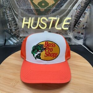 Bass Pro Shops Trucker Hat Orange/White Mesh Snapback